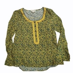 Modcloth novelty long sleeve prairie floral blouse